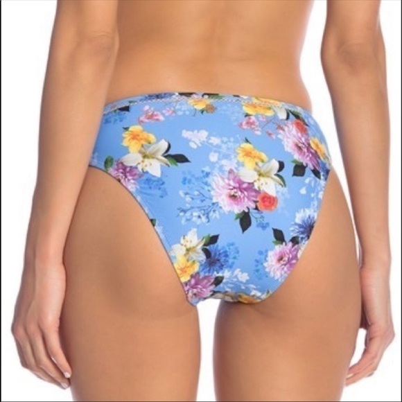 Nanette Lepore Blue Floral Swim Bikini Bottom S - Picture 2 of 7
